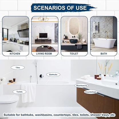 XUDOAI Bathtub Refinishing Kit Gloss White 21.5oz Tub Paint Reglazing | Tub and Tile Refinishing Kit with Tools, Paint for Bathroom/Kitchen/Shower/Porcelain/Sink/Ceramic