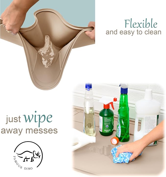 The Original Under Sink Mat - Silicone Waterproof mat, Trimmable, Easy to Clean, Kitchen cabinet liner, Under sink protector mats, Drip Tray with Lip - 28" x 19" or smaller