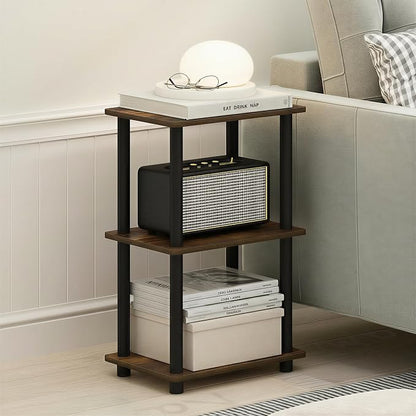 Furinno Turn-N-Tube Storage Shelves, 3-Tier Open Frame Book Shelf, Standing Corner Shelf, Toolless Assembly, Open Shelves, for Organization and Storage, Living Room, Garage, Home Office, Amber Pine