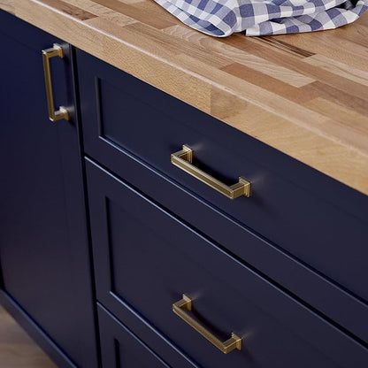 Franklin Brass 10 Pack Champagne Bronze Gold Cabinet Handles 3-3/4 inch (96mm) Kitchen Cabinet Handles and Drawer Pulls for Cupboards and Dressers | Recessed Square