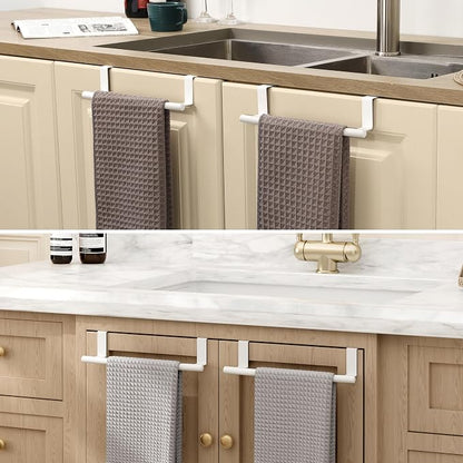 KES Over Cabinet Door Towel Bar Fit 1" Thick, Kitchen Towel Holder, White | Anti-Wobble Stable Fit, Scratchproof, Kitchen Towel Rack for Dish Hand Towels, Cabinet Towel Holder, 2 Pack, KTH500S26-WH-P2