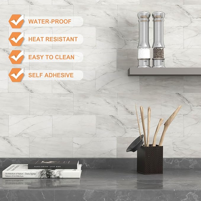 VAOVI Matte Peel and Stick Tiles Bathroom Wall(23pcs,Web Gray)