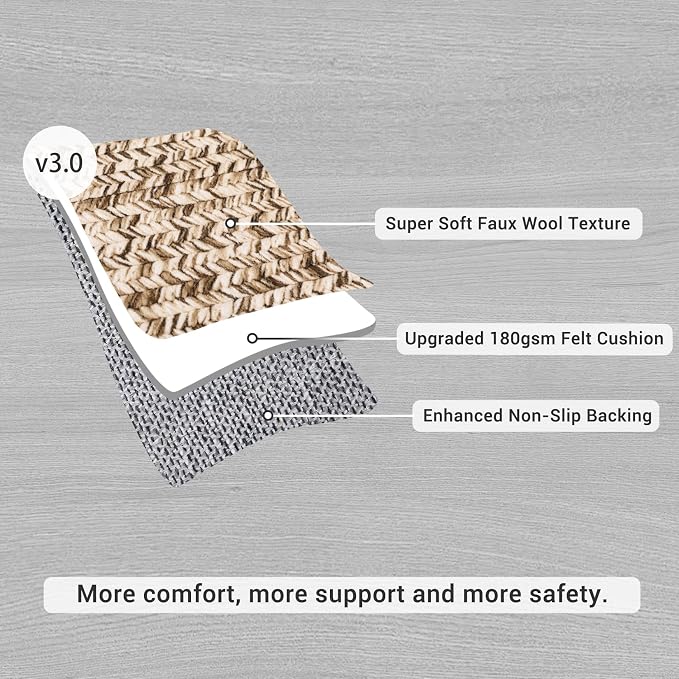 Washable Area Rug 10x13 Modern Braided Print for Living Room, Bedroom, Farmhouse - Soft Large Non-Slip Throw Carpet, Stain Resistant for Nursery, Dining Room 10'x13' Natural