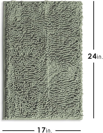 Hearth & Harbor Bathroom Rugs, Chenille Bath Mat - Machine Washable Bath Mats for Bathroom Non-Slip Backing Rubber, Quick Dry Bathroom Mat