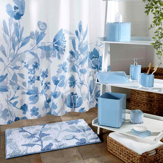 Izod - Bathroom Set, 4pc Resin Countertop Accessories, Modern Home Decor, Dorm Room Essentials (Marina Collection, Blue)