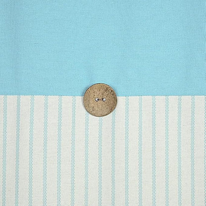 DOSLY Ides Farmhouse Teal Shower Curtain for Bathroom, Beige and Teal Stripe, Button Curtain, Cotton Blend Woven Fabric, Rustic Charm Country Chic Style, 72x72 in