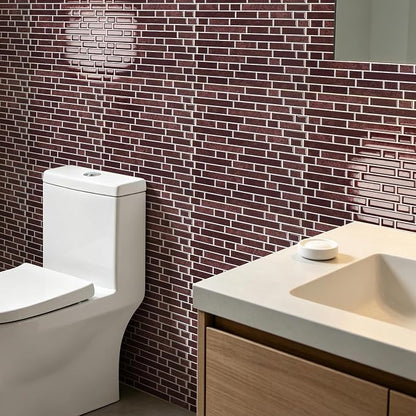 Art3d 10-Sheet Heavy-Duty Peel and Stick Backsplash, Waterproof Wall Tiles Stick on Kitchen Backsplash Living Space, Dark Burgundy