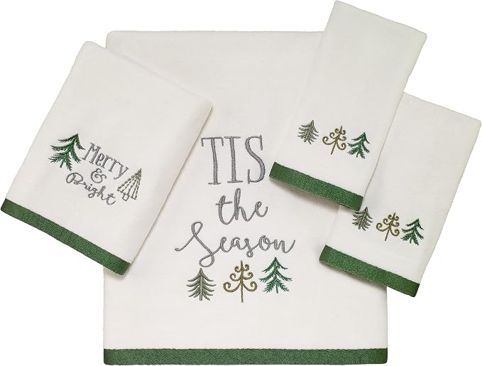 Avanti Linens - Hand Towel, Soft & Absorbent Cotton Velour, Holiday Bathroom Decor (Christmas Trees Collection)