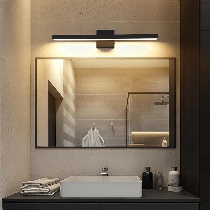 Bathroom Vanity Light Black Bath Light Fixtures 5CCT Dimmable Wall light | 24.4 inch Modern LED Vanity Light Bar for Bathroom Over Mirror 24W