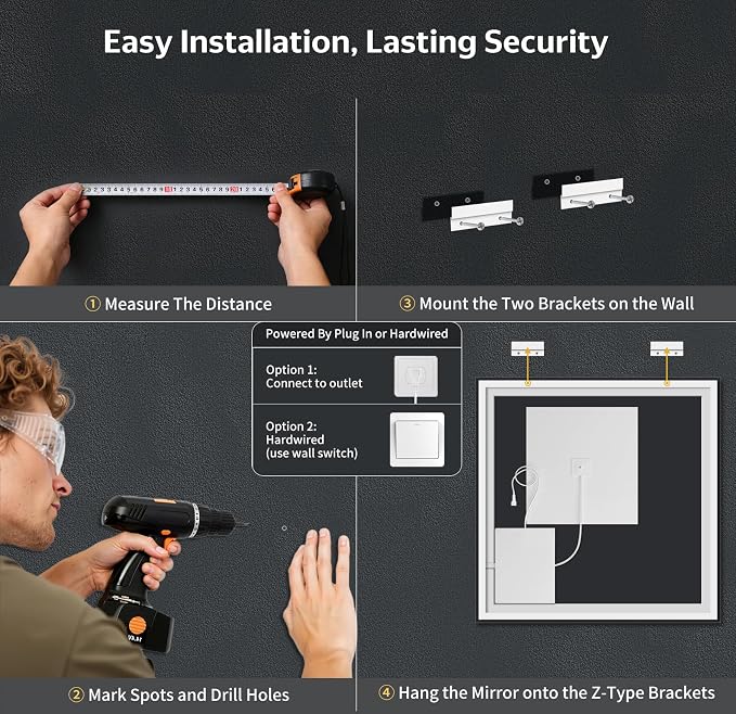 36"x36" LED Bathroom Mirror with Lights, Backlit+Frontlit, Anti-Fog | CRI 95, Stepless Dimmable, 3 Colors Lighting, Shatterproof Tempered Glass, HD Reflection, Memory, (Horizontal/Vertical)
