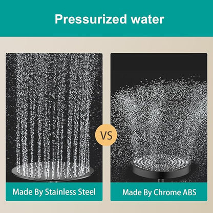 All Metal Rain Shower Head - Heavy Duty Stainless Steel, Easy Install, High Water Flow, Ultra-Thin Modern Design for Bathroom (D-Matte Black, 16)