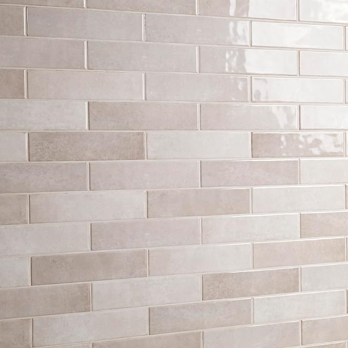 M S International Renzo Sterling Glossy Ceramic Subway Tile for Bathroom, Kitchen Backsplash, Accent Wall, and Shower - Sample