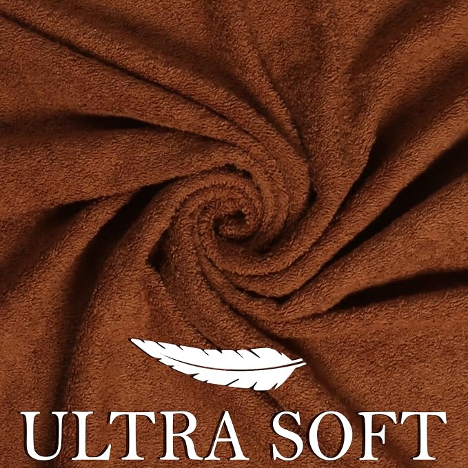 CRAFTBERRY- 6 Piece 100% Cotton Bath Towel Set -2 Bath 2 Hand 2 Face, Brown | 100% Cotton • Thick & Plush • Hotel Quality • Ultra Soft • Highly Absorbent • Quick Dry • Low Lint • Machine Washable