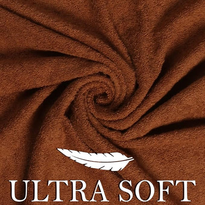 CRAFTBERRY- 6 Piece 100% Cotton Bath Towel Set -2 Bath 2 Hand 2 Face, Brown | 100% Cotton • Thick & Plush • Hotel Quality • Ultra Soft • Highly Absorbent • Quick Dry • Low Lint • Machine Washable