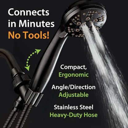 AquaDance High Pressure Luxury 6-mode Spiral Ergonomic Handheld Shower Head | Anti-clog Jets, Premium Stainless Steel Hose & Adjustable Bracket for the Ultimate Shower Spa Experience! / Bronze
