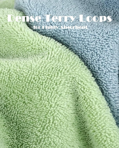 Cleanbear Cotton Bath Towels, 2-Pack, 2 Colors, 55 x 27.5 Inches | Ultra Soft Shower Towels for Daily Use 500GSM Medium Weight, Large Bathroom Towel Set (Light-Gray & Light-Green)