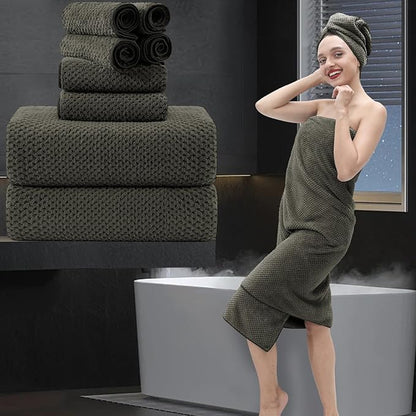 8 Piece Bathroom Towel Set Brown |2 Oversized Large Bath Towels Sheet,2 Hand Towels and 4 Washcloths| 600GSM Ultra Soft Luxury Premium Towel Set Highly Absorbent Quick Dry Hotel Towel Collection