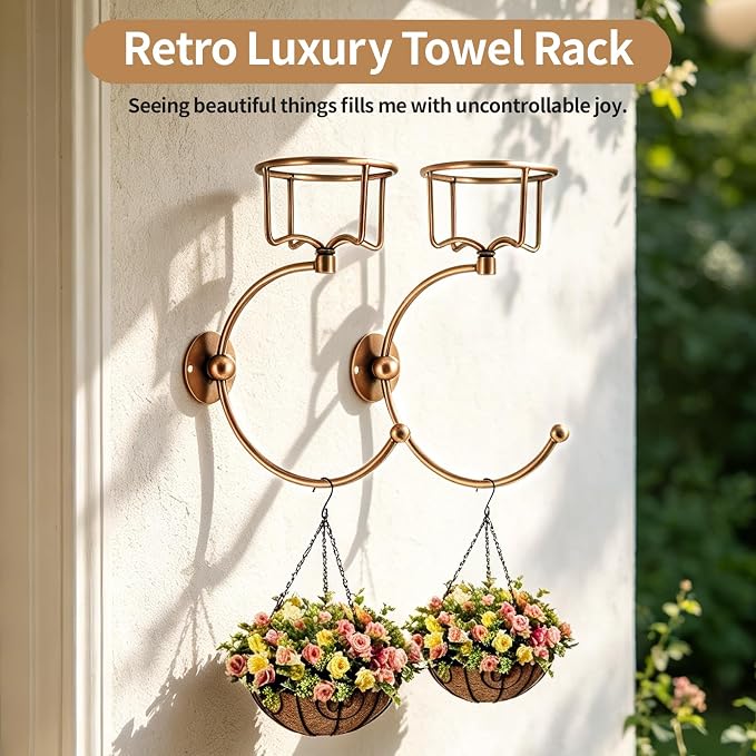 2-Pack Gold Towel & Candle Holder – Rustproof Wall Hooks Set for Bathroom Decor.