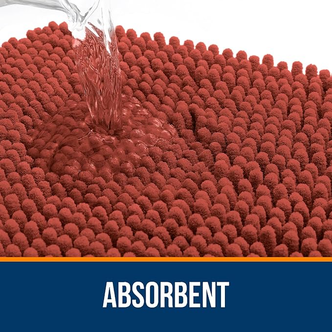 OLANLY Bathroom Runner Rugs 40x24, Extra Soft Absorbent Chenille Bath Rugs | Rustic Terracotta, Quick-Drying Rubber Backing, Machine Washable Long Bath Mat for Bathroom Floor, Tub and Shower, Home Decor