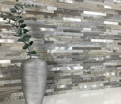 DICOFUN 10-Sheet Peel and Stick Backsplash Wall Tile, PVC Kitchen Backsplash Peel and Stick in Distressed Wood, 9.4 sq.ft