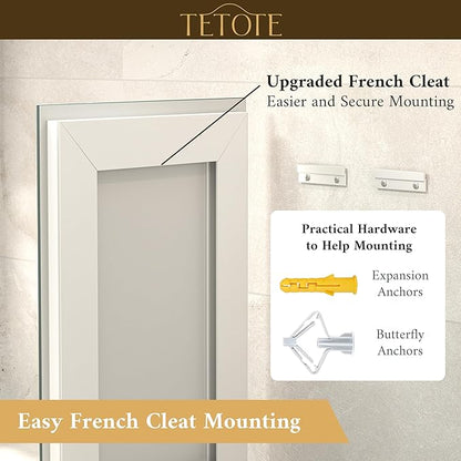 TETOTE 48 x 40 LED Lighted Bathroom Mirror with Lights, Brighter Led Vanity Mirror for Bathroom, Front and Backlit Illuminated Anti Fog Light up Mirror 3-Color Dimmable, Waterproof, Tempered Glass