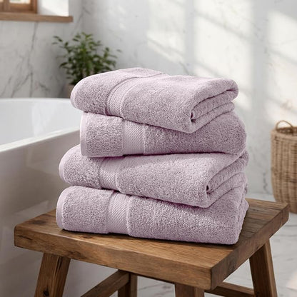 Superior Egyptian Cotton Plush & Absorbent, Bath Towel Set of 4, Purple | Quick Dry, Soft Luxury Towel Set, Bath Essentials for Bathroom, Guest Bath, Spa, 4 Piece Bath, Madeline Towels