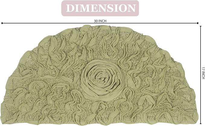 Home Weavers Bell Flower Collection 100% Cotton Tufted Bath Rugs, Extra Soft and Absorbent Bath Rugs, Non-Slip Bath Mats, Machine Washable, Bath Mats for Bathroom Floor, 17"x30" Slice Rug, Green
