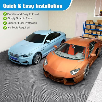 Jocoevol 60-Pcs Interlocking Tile, 12" x 12" Indoor/Outdoor Self-Drainage Interlocking Floor Tiles, Non-Slip Heavy-Duty Polypropylene Splicing Flooring Tile for Garage Patio Pool Bathroom, Grey