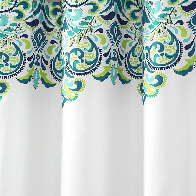 Lush Decor Clara Shower Curtain Single 72" W x 72" L Blue & Green - Fabric Shower Curtains for Bathroom - Colorful Bathroom Curtain - Boho Décor