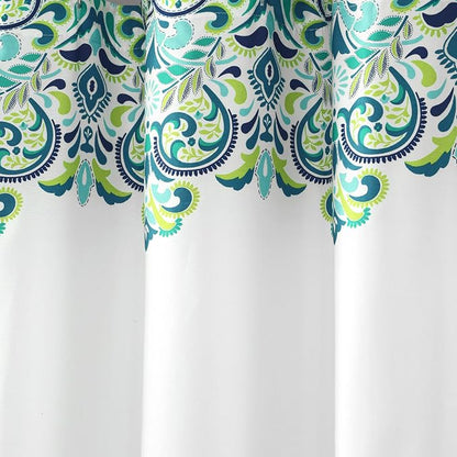 Lush Decor Clara Shower Curtain Single 72" W x 72" L Blue & Green - Fabric Shower Curtains for Bathroom - Colorful Bathroom Curtain - Boho Décor