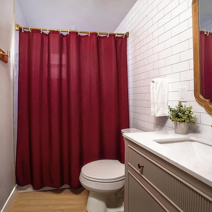 Americanflat 71x74 Solid Burgundy Shower Curtain - Water-Resistant Long Shower Curtain with Durable Metal Grommets and 12 Hooks - 100% Polyester