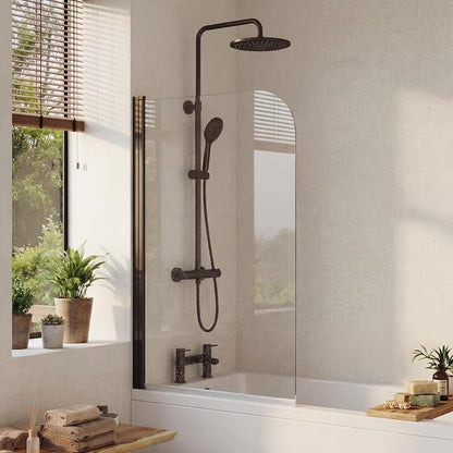 32" x 55"Frameless Tub Shower Door, 180° Rotatable Reversible Left/Right Opening, 1/4" Clear Tempered Glass, Matte Black Finish