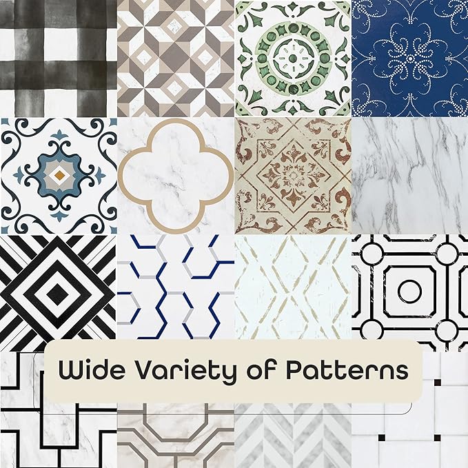 Retro Self Adhesive 12-Inch Vinyl Floor Tiles, 20 Tiles - 12" x 12", Mid Century Modern Slate Pattern - Peel & Stick, DIY Flooring for Kitchen, Dining Room, Bedrooms & Bathrooms by Achim Home Decor