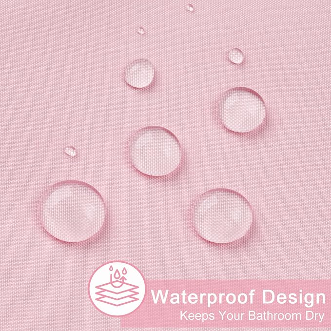 AooHome 36x72 inch Stall Shower Curtain Liner, Polyester Classic Solid Color Shower Curtain with Hooks, Weighted Hem, Waterproof, Pink