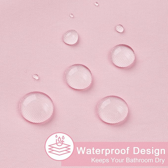 AooHome Standard 72x72 inch Shower Curtain Liner, Durable Polyester Solid Color Shower Curtain with Hooks, Weighted Hem, Water Repellent, Pink