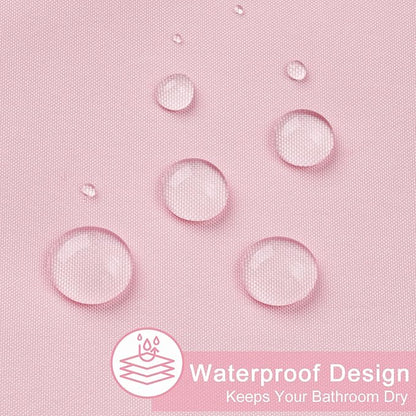 AooHome Standard 72x72 inch Shower Curtain Liner, Durable Polyester Solid Color Shower Curtain with Hooks, Weighted Hem, Water Repellent, Pink