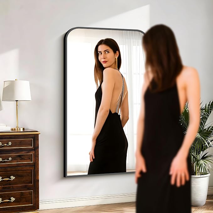 COFENY Bathroom Mirror, 30x50 inch Black Rectangle Wall Mounted Mirror with Thin Frame, Bathroom Vanity Mirrors for Over Sink, Entryway, Living Room, Bedroom