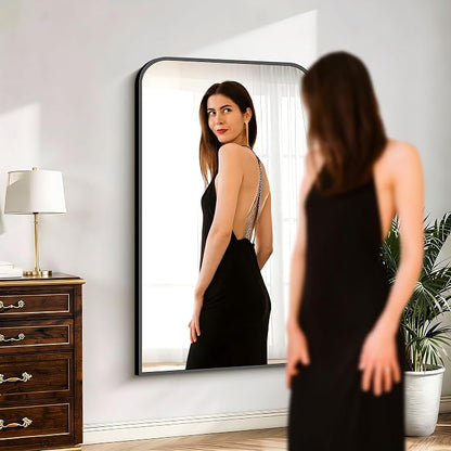 COFENY Bathroom Mirror, 30x50 inch Black Rectangle Wall Mounted Mirror with Thin Frame, Bathroom Vanity Mirrors for Over Sink, Entryway, Living Room, Bedroom