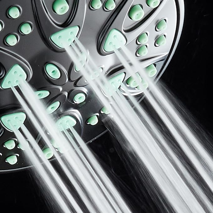 AquaDance Antimicrobial – Anti-Clog High-Pressure 6-Setting Shower Head with Microban Nozzle Protection from Growth of Mold, Mildew & Bacteria for Stronger Shower! 4" Coral Green