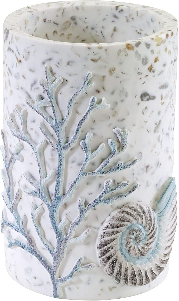 Avanti Linens - Tumbler, Guest Bathroom Essentials, Sea Inspired Bathroom Accessories (Coastal Terrazo)
