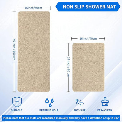 Hargiis Non Slip Bathtub Mat, Anti Slip Shower Mat, Fast Drying Bath Tub Mats, Foot Scrubber Mat, Anti Slip Mat for Tub, Floor, Bathroom, Home, Kitchen, Hotel (Beige 24"x16")