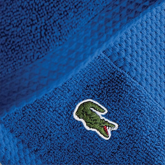 Lacoste Heritage Anti-Microbial Supima Cotton 6-Piece Towel Set, 2 Bath Towels, 2 Hand Towels, 2 Washcloths, Surf Blue – Highly Absorbent & Quick Drying, Bathroom Essential, Machine Washable