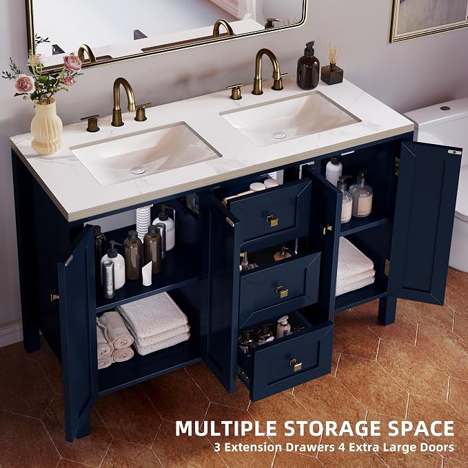 DWVO 47 Inch Bathroom Vanity with Double Sink | Bathroom Storage Cabinet