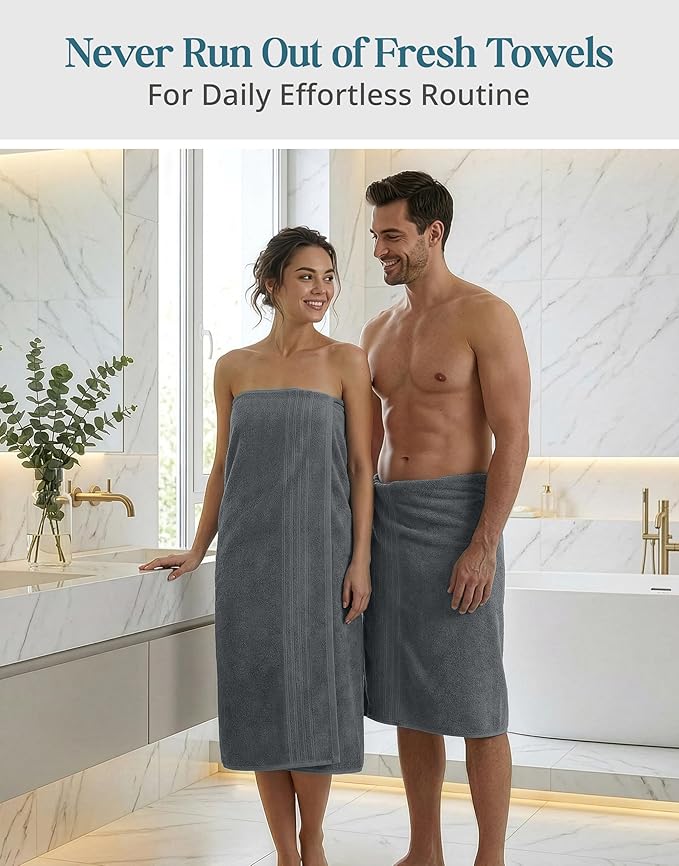 Casa Platino 100% Cotton 4 Pack Bath Sheets (36"x72") - Ring Spun, Extra Large Cotton Bath Towels Set - Quick Dry, Soft & Absorbent Oversized Towel Set - Remains Soft after Multiple Washes - Cool Grey