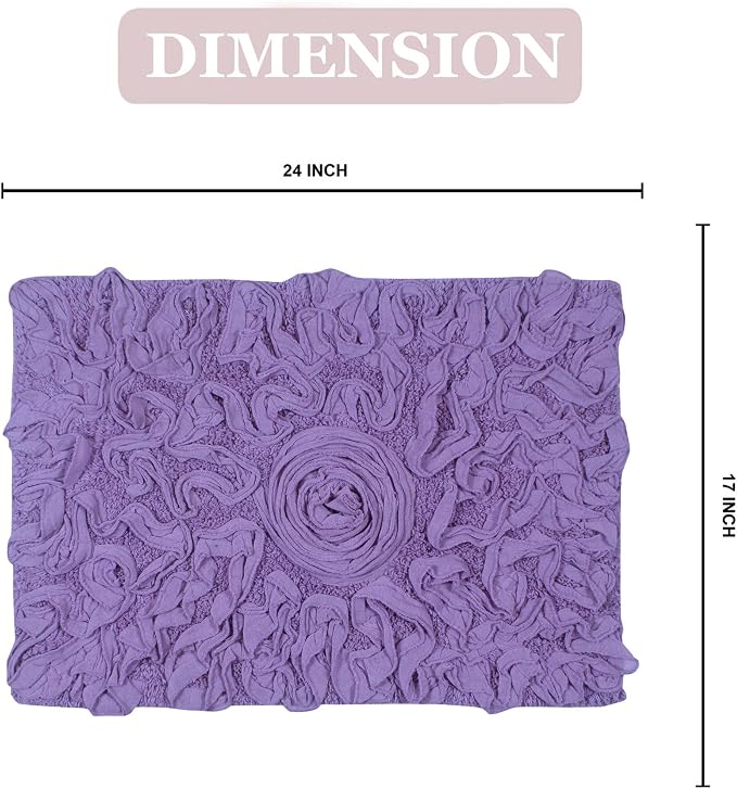 Home Weavers Bell Flower Collection 100% Cotton Tufted Bath Rugs, Extra Soft and Absorbent Bath Rugs, Non-Slip Bath Mats, Machine Washable, Bath Mats for Bathroom Floor, 17"x24" Rectangle, Purple