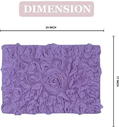 Home Weavers Bell Flower Collection 100% Cotton Tufted Bath Rugs, Extra Soft and Absorbent Bath Rugs, Non-Slip Bath Mats, Machine Washable, Bath Mats for Bathroom Floor, 17"x24" Rectangle, Purple