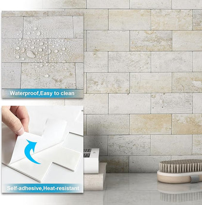 BeNice Marble Peel Stick Backsplash Tile Kitchen Blue Yellow Rust 10pcs