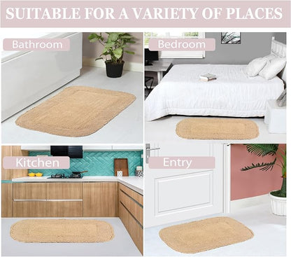 Home Weavers Radiant Collection 100% Cotton Bathroom Rugs Set, Washable Rug, Soft Cotton Extra Soft and Absorbent Bath Rug, Kitchen Mat, Bath Mat Set, Bath Floor Mat Non Slip, 21"x54" Runner, Linen