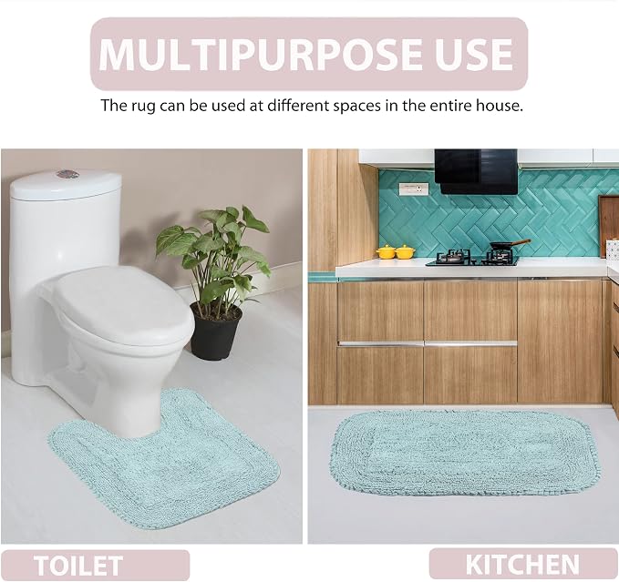 Home Weavers Radiant Collection 100% Cotton Bathroom Rugs Set, Bathroom Décor, Washable Rug, Extra Soft and Absorbent Bath Rug, Kitchen Mat, Bath Mat Set, Bath Floor Mat Non Slip, 30" Round, Sky Blue