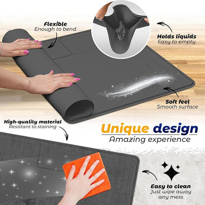 The Original Under Sink Mat - Silicone Waterproof mat, Trimmable, Easy to Clean, Kitchen cabinet liner, Under sink protector mats, Drip Tray with Lip (Dark Gray, 31" x 22")